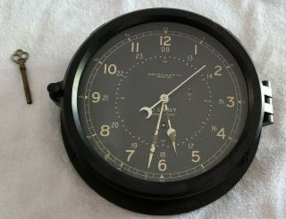 Vintage Chelsea Clock Boston U.  S.  Navy Serial 261384,  Key 10.  5 " Diameter
