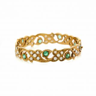 Antique Vintage Art Nouveau 14k Gold Mughal Wedding Baby Child Bangle Bracelet 2