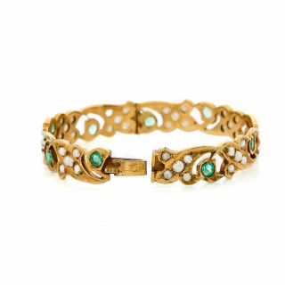 Antique Vintage Art Nouveau 14k Gold Mughal Wedding Baby Child Bangle Bracelet 4