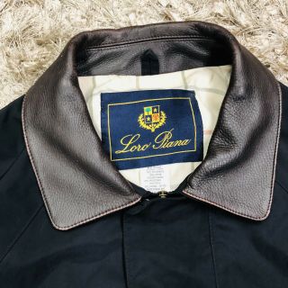 VINTAGE LORO PIANA Black HORSEY LEATHER COLLAR MEN ' S JACKET OLYMPICS 1992 XXL 2X 2