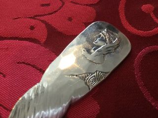 RAREST SHIEBLER HOMERIC ETRUSCAN STERLING SILVER MEDALLION serving fork 8.  5” 2