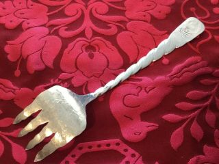 RAREST SHIEBLER HOMERIC ETRUSCAN STERLING SILVER MEDALLION serving fork 8.  5” 4