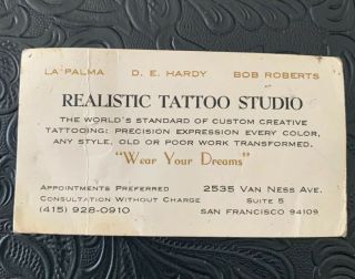 Vintage Antique Ed Hardy Bob Roberts La Palma Tattoo Buisiness Card Rare