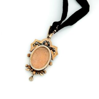 Antique Vintage Georgian 18k Rose Gold Memento Mori Pearl Locket Velvet Necklace 4