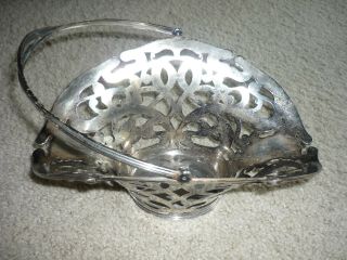 Antique Silver Basket W Handle/ Art Nouveau/ Woodside Sterling Co.