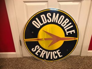 Rare 1950s 30 " Porcelain Oldsmobile Service Gas Oil Advertising Sign
