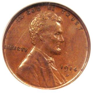 1914 - D Lincoln Wheat Cent 1c - Anacs Au58 - Rare Key Date Penny - $2,  000 Value