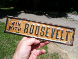 1920 ‘s - 1930s Vintage Roosevelt License Plate Topper Ford Gm Chevy