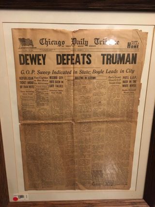 Dewey Beats Truman Famous Rare Newspaper