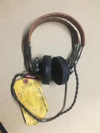 Ww2 Army Air Corps Force Hb - 7 Headset W/ Anb - H - 1 Western Electric