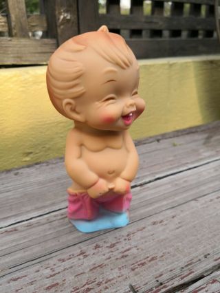 VTG RARE MEXICAN SQUEAKY TOY BOY CLONE RUBBER DOLL LITTLE BOY PULLING UP PANTS 3