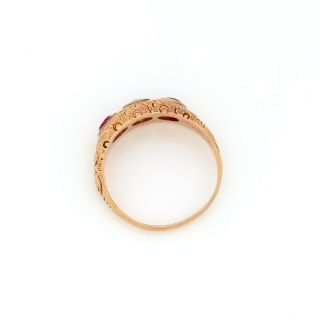 Antique Vintage Deco 14k Bi Gold Ruby & Diamond Wedding Engagement Ring Sz 9.  25 8