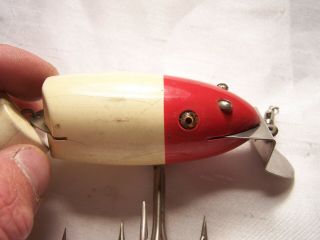 VINTAGE RARE NON CATALOGED CREEK CHUB MUSKY WIGGLEFISH IN RED WHITE FISHING LURE 2