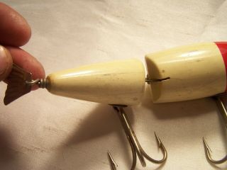 VINTAGE RARE NON CATALOGED CREEK CHUB MUSKY WIGGLEFISH IN RED WHITE FISHING LURE 3