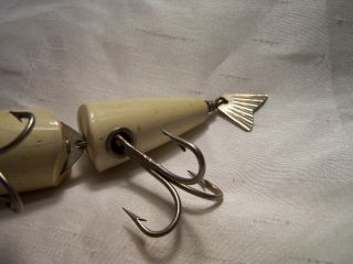 VINTAGE RARE NON CATALOGED CREEK CHUB MUSKY WIGGLEFISH IN RED WHITE FISHING LURE 9