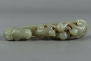 Chinese Exquisite Hand - carved monkey horse Carving Hetian jade statue 7