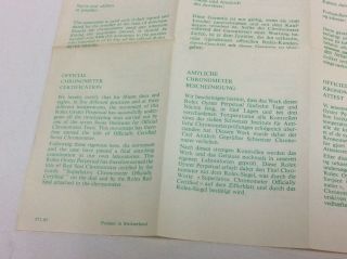 ROLEX VINTAGE 1970s Translation of Document Guarantee paper,  POST 3