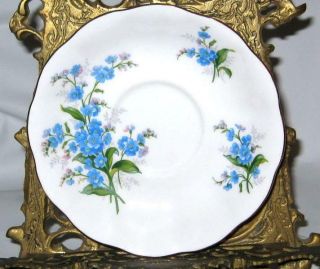 Royal Albert Forget - Me - Not Floral English Bone China Blue Teacup and Saucer Set 3