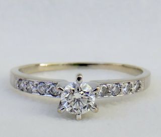 Elegant.  39 Ct.  Round Brilliant Cut Diamond 18k White Gold Engagement Ring