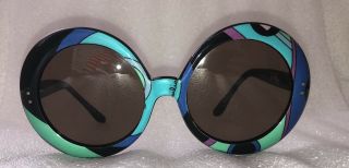 Vintage Emilio Pucci Iconic Oversized Psychedelic 1960’s Sunglasses Multicolored