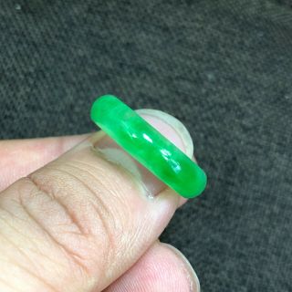 Rare Chinese Emerald Green Jadeite Jade Collectible Handwork No.  8 Bless Ring