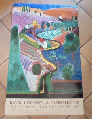 Vintage David Hockney Poster Retrospective Metropolitan Museum Of Art 1988