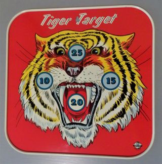 Vintage Tin Toy Tiger Target,  Dart Target By Ohio Art