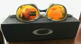 Vintage Oakley Romeo X - Metal Sunglasses Plasma Frame Fire Lens Matching Serial