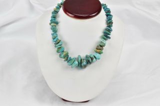Vintage Graduated Stone Boulder Chunk Turquoise Beads Necklace 18 "