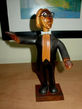 Romer Wood Music Conductor Figurine,  Made In Italy,  Vintage Mid Century Modern,