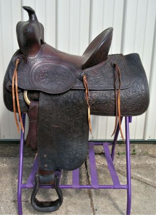 Rare Alfred Cornish High Back Saddle 1 Omaha,  Neb 15 " Seat 6 " Gullet Antique