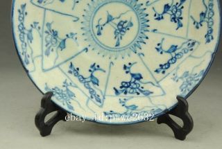 Chinese antique hand - made porcelain Blue and white flower pattern plate b01 3