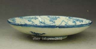 Chinese antique hand - made porcelain Blue and white flower pattern plate b01 5