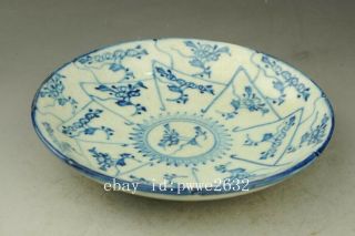 Chinese antique hand - made porcelain Blue and white flower pattern plate b01 6