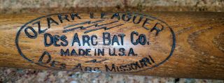 Vtg Rare Des Arc Bat Co Ozark Leaguer Amer League Baseball Bat Lighting Bolts 34
