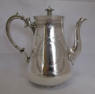 Fine Antique Victorian Sterling Silver Coffee Pot,  706 Grams,  1869