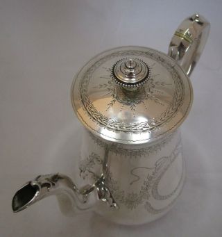 Fine Antique Victorian Sterling silver coffee pot,  706 grams,  1869 3