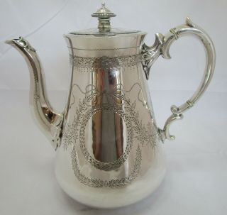 Fine Antique Victorian Sterling silver coffee pot,  706 grams,  1869 5