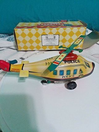 WIND UP TOY TIN POLICE HELICOPTER FROM RUSS BERRIE AND CO.  NIB 3