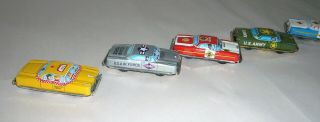 VINTAGE 1950 ' S JAPAN TIN EMERGENCY VEHICLES SET OF 7 3