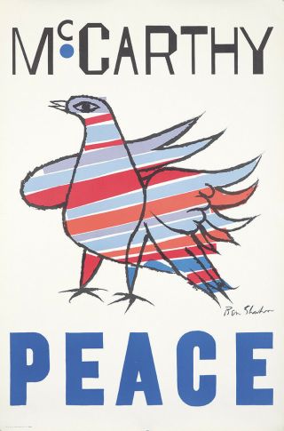 Vintage Poster Mccarthy Peace 1968 Political Dove Ben Shahn