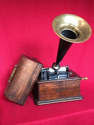 Antique Edison Standard Cylinder Phonograph W Horn Record Cond