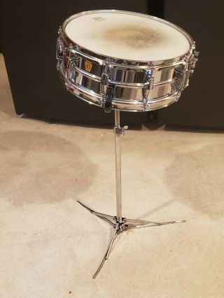 Vintage 1968 Ludwig 5 " X 14 " Snare Drum With Stand