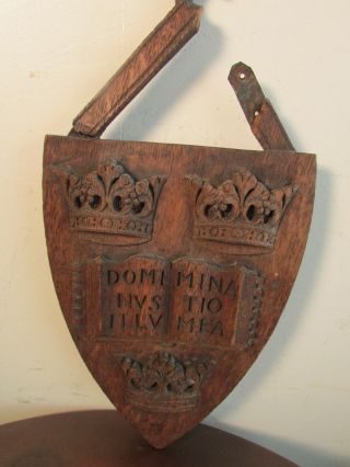 Antique University of Oxford Plaque,  Carved Oak Wood,  Wooden,  Coat of Arms 2