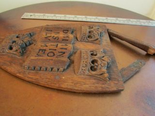 Antique University of Oxford Plaque,  Carved Oak Wood,  Wooden,  Coat of Arms 3