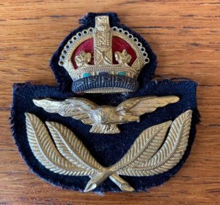Ww2 Raf Rcaf Officers Cap Badge // Early Example // Bright