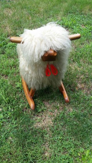 Vintage Samband of Iceland Rocking Horse Sheep Wool Covered toy home decor rare 2