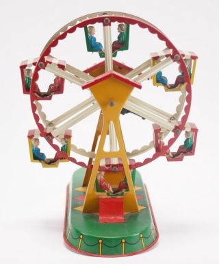 Vintage Jw Joseph Wagner Tin Litho Key Wind Circus Ferris Wheel Toy Germany