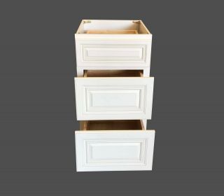 3 Drawers Antique White Bathroom Vanity Base Cabinet Solid Wood 12 " 15 " 18 " 24 "