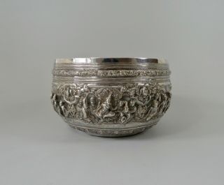 Burmese Thabeik Silver Bowl,  C.  1890.